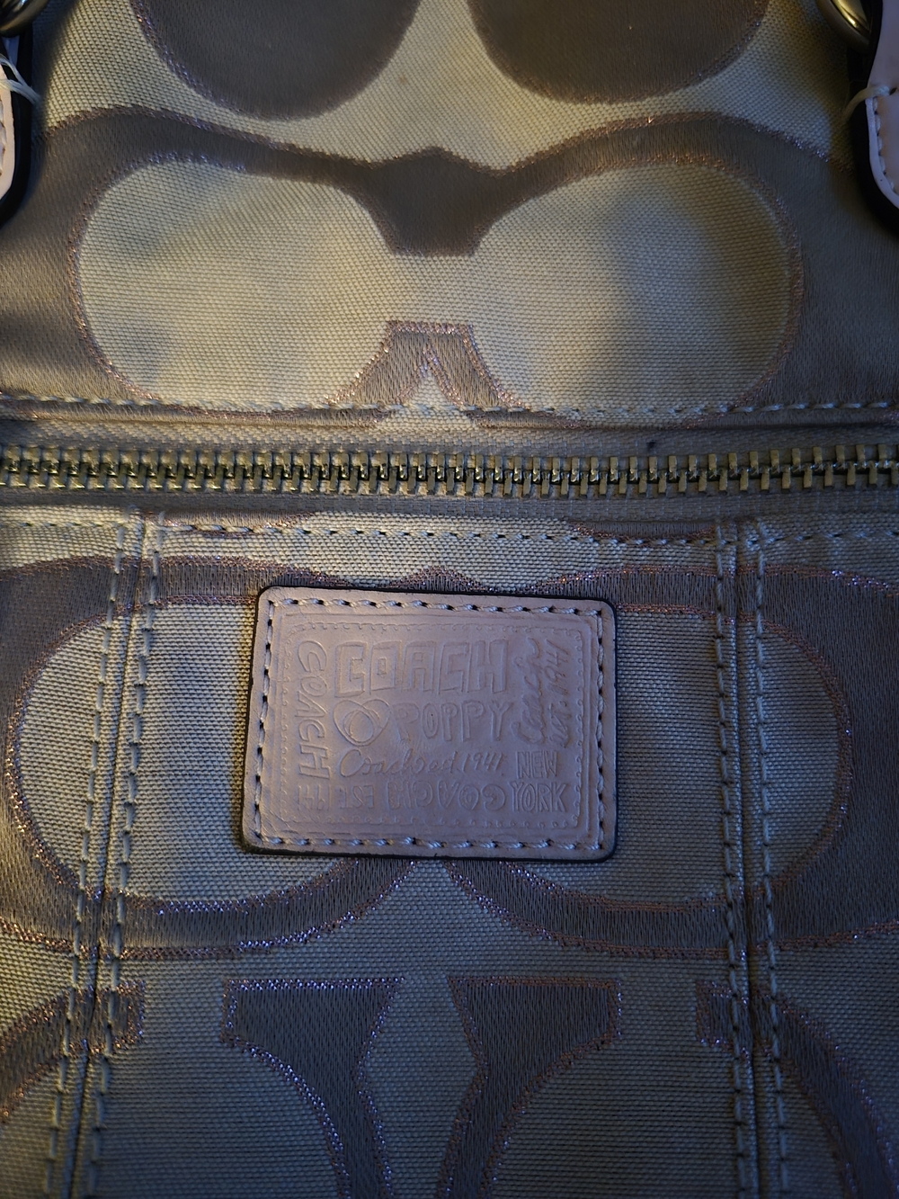 Coach Signature Jacquard Satchel with Pink Leather Trim - Picture 3 of 5